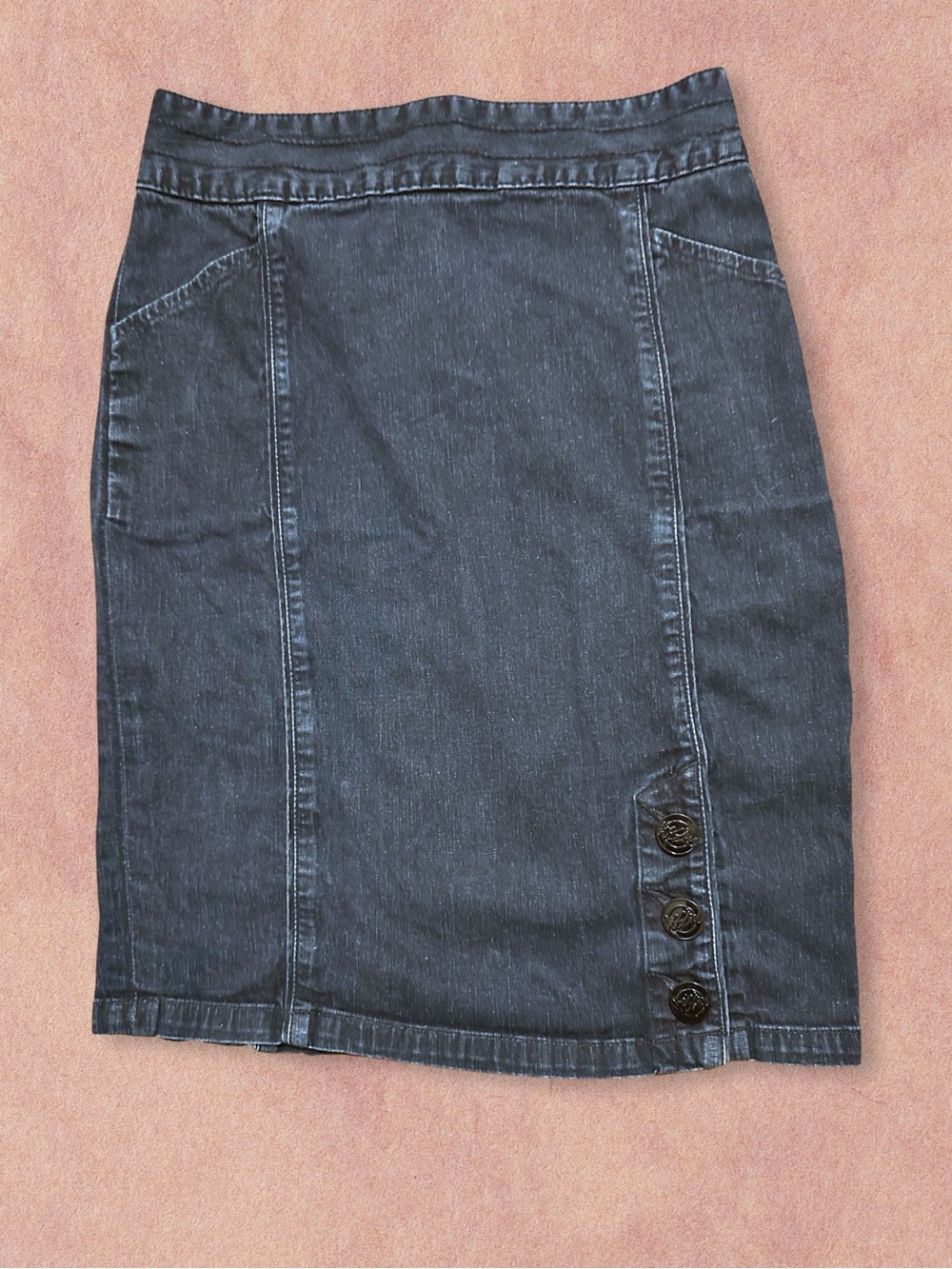 Mossimo Supply Co. Dark Blue Denim Pencil Skirt with Side Buttons